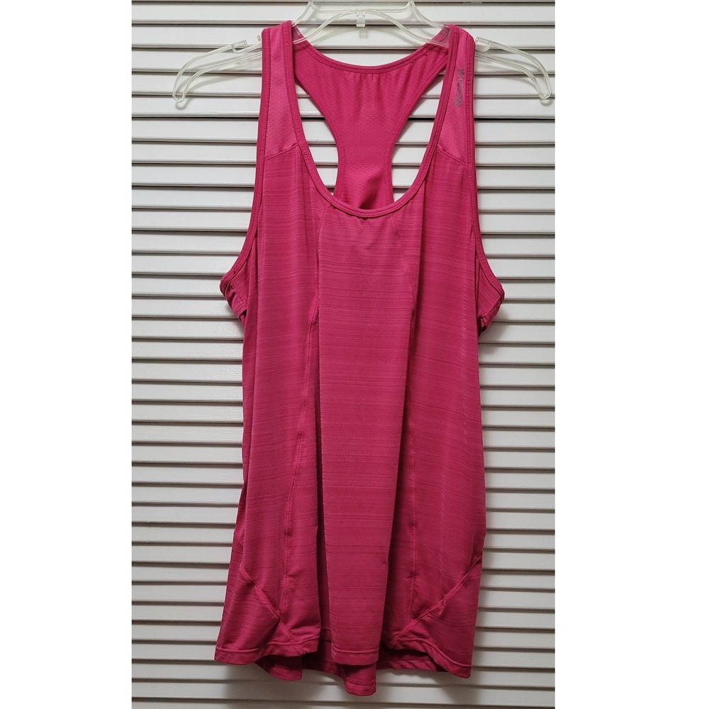 Reebok Womens Pink Racerback Athletic Tank Top Size Large L Space Dye Workout